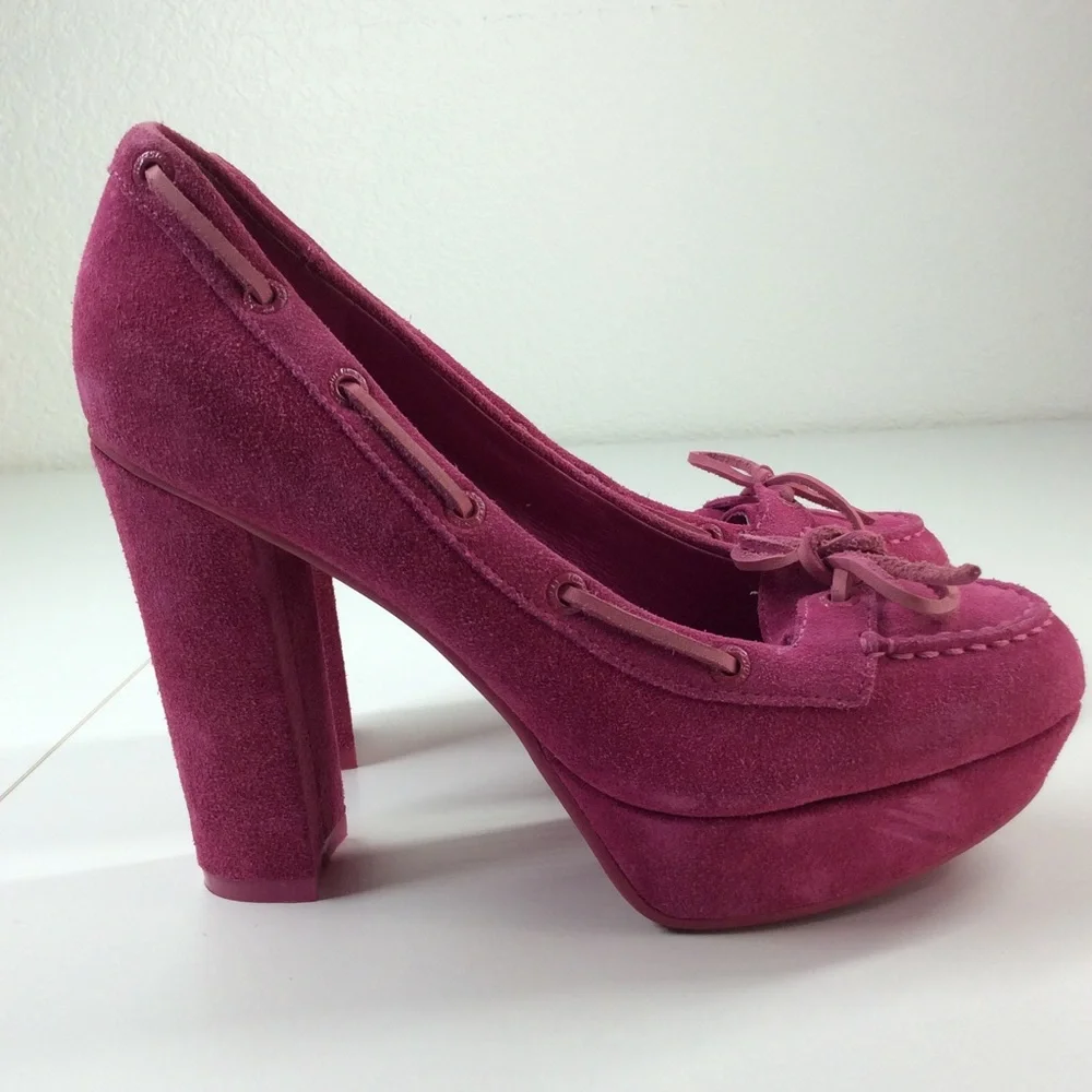 Pink Top-sider Jeffrey Barbie Platform Retro Magenta Suede Chunky Heels